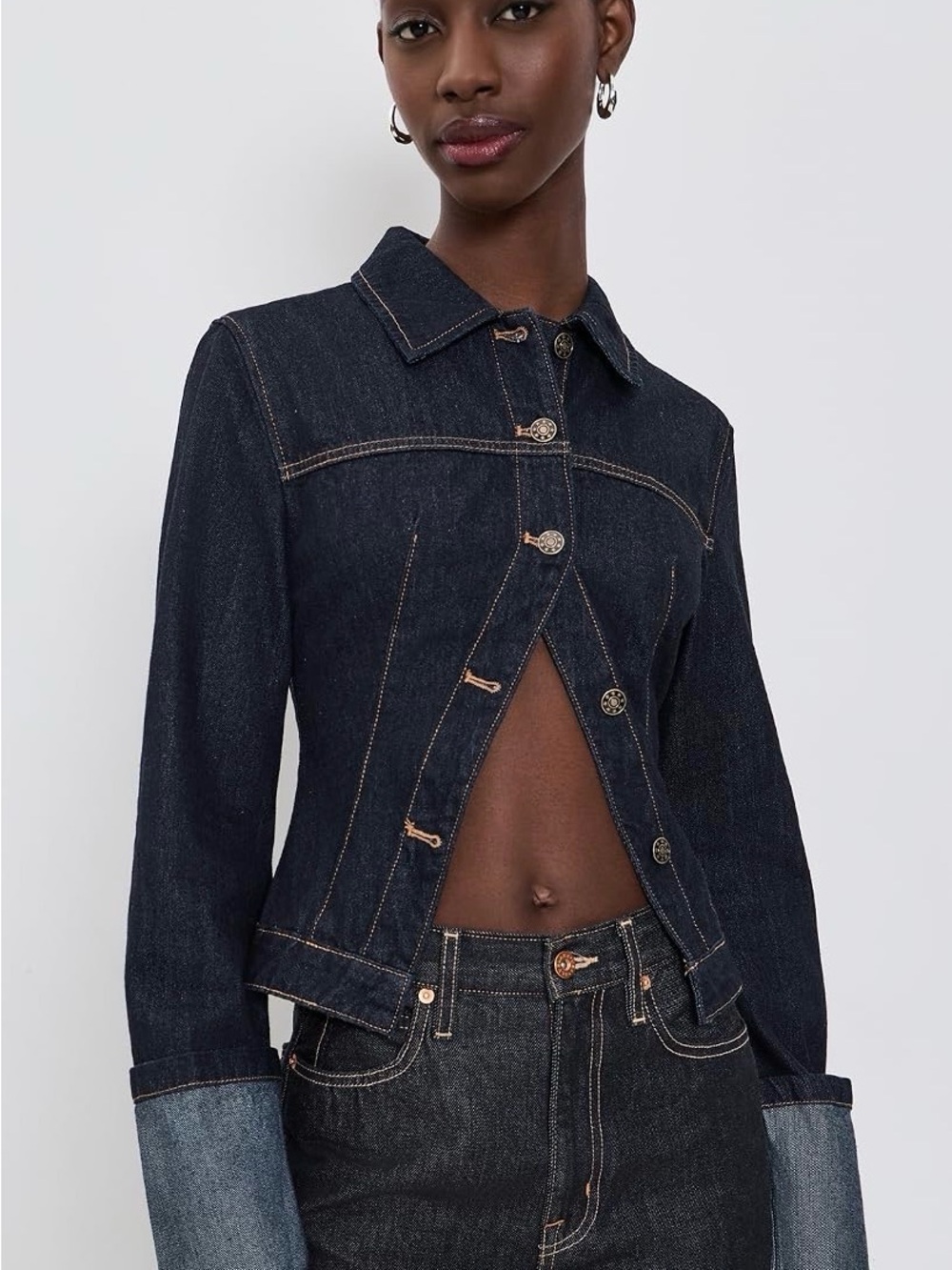 Lioness The Bronx DenimJacket in Indigo- Denim Jacket with Contrast Cuffs